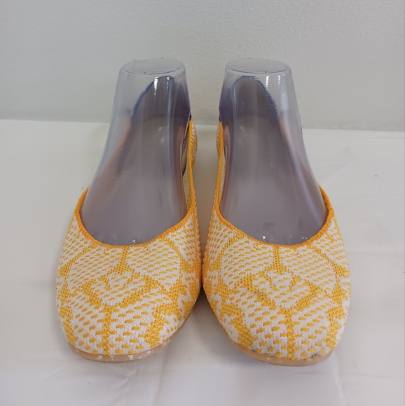 ROTHY'S Chai the square flats shoes yellow/white size 9w - Picture 1 of 12